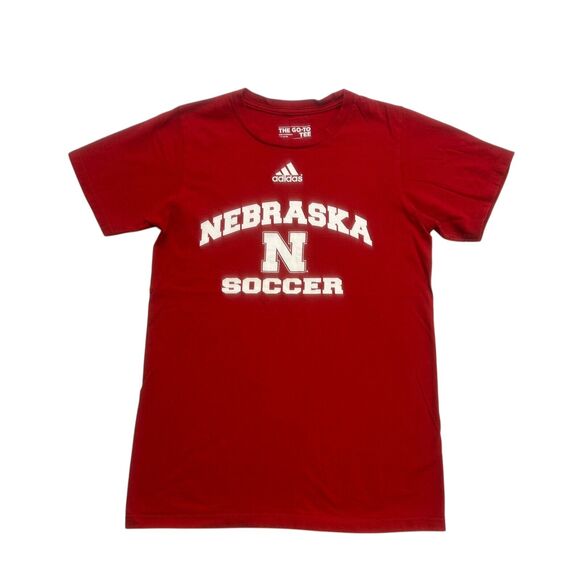 Adidas Nebraska Cornhuskers Shirt Mens Small S Red White Soccer Short Sleeve - Picture 1 of 11